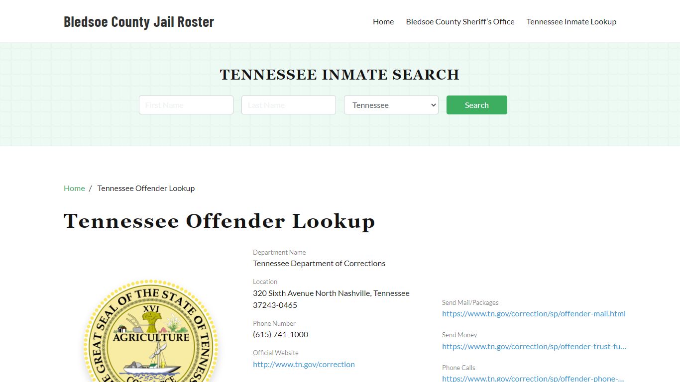 Tennessee Inmate Search, Jail Rosters - Bledsoe County Jail