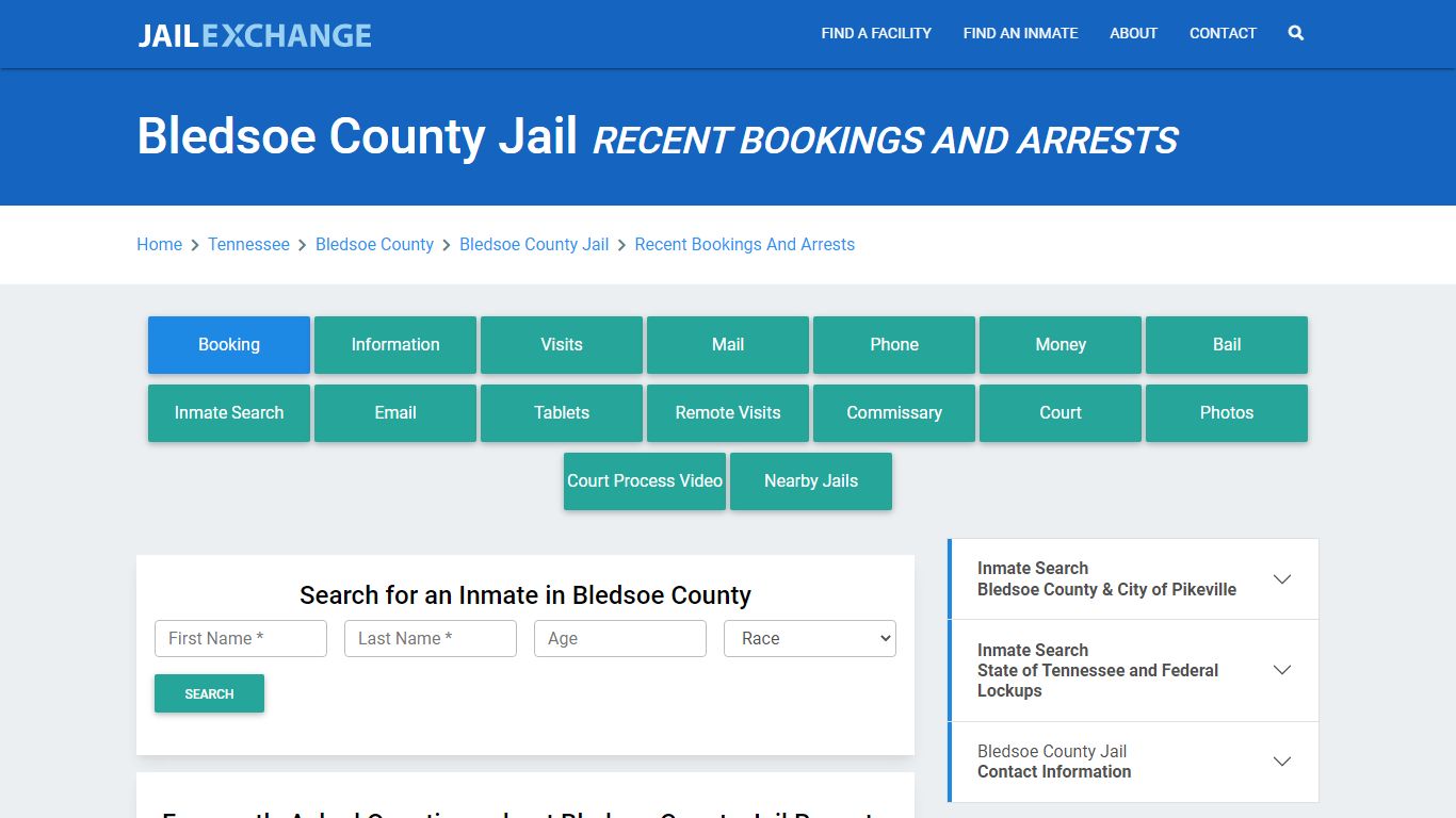 Bledsoe County Jail Recent Bookings And Arrests - Jail Exchange