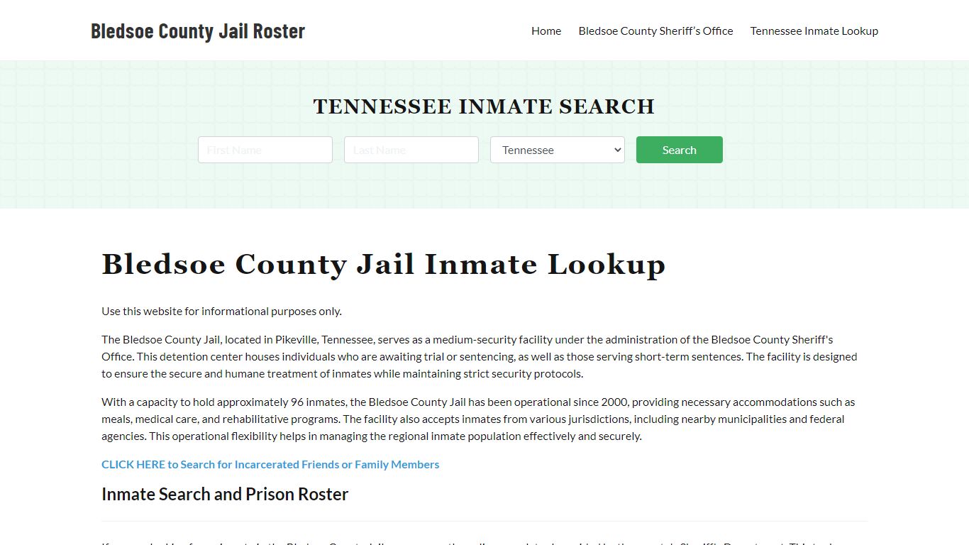 Bledsoe County Jail Roster Lookup, TN, Inmate Search